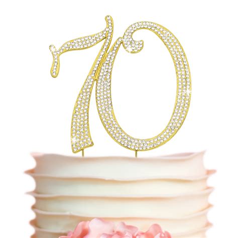 70 Birthday Cake Topper Gold 70th Rhinestone Anniversary - Etsy