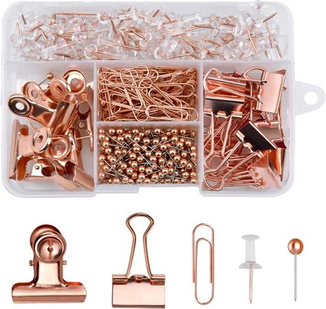 NATUCE 500PCS Rose Gold Büromaterial Set 100Pcs Push Pins 300Pcs 4mm