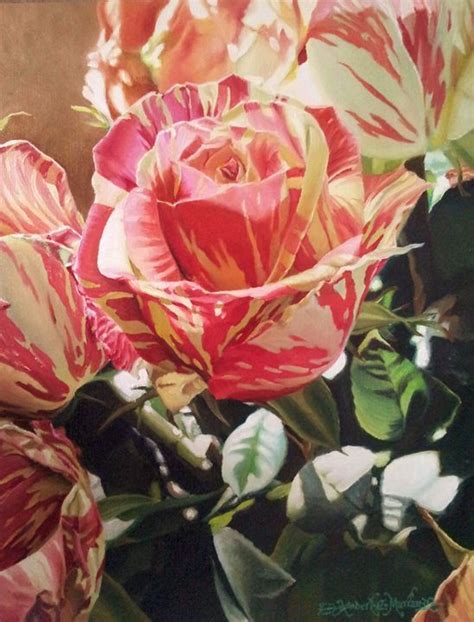 Striped Roses X Cm Oil Robert C Murray Ii Paintings Prints