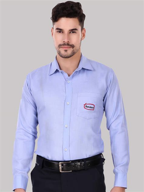 Blue Embroidery Logo Formal Shirt Sants Corporate Apparel