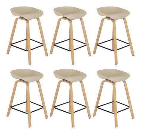 Kit 6 Banquetas Médias Bancada Cozinha Cassia Bd 66 Cm Cor Nude MercadoLivre