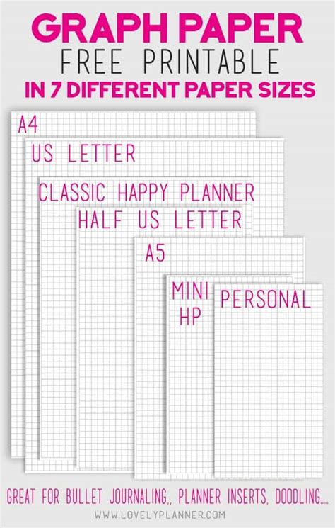 Free Printable Graph Paper7 Sizes Included Lovely Planner