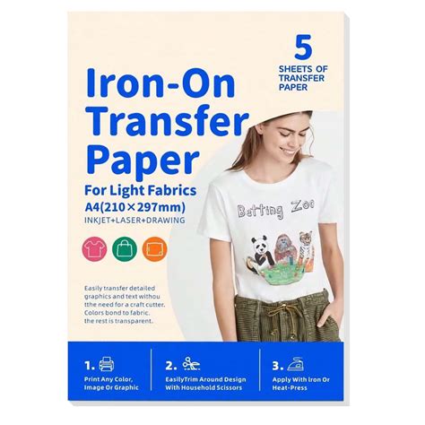 5 Feuilles De Papier Transfert Thermique Pour T Shirts Vinyle