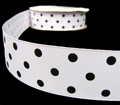 5 Yards White Black Polka Dots Polkadots Grosgrain Ribbon 1 1 2w Ebay