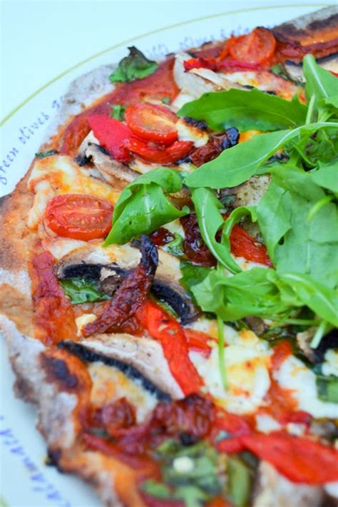 Mediterranean Pizza With Goats Cheese And Rocket National Vegetarian Week Tinned Tomatoes