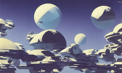 Blue Earth Like Planet In The Sky By Syd Mead Stable Diffusion