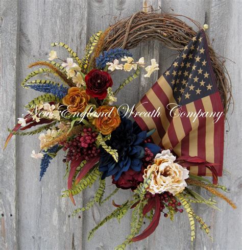 Patriotic Wreath Memorial Day Wreath Floral Designer Wreath