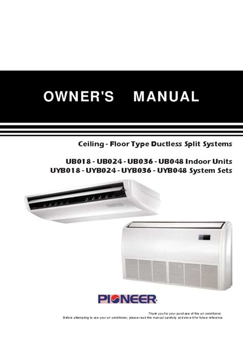 Pioneer 18000 Btu Mini Split Installation Manual