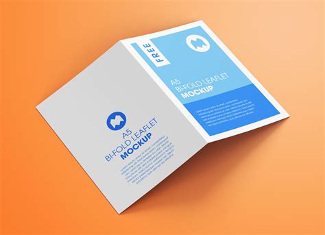 Free A5 Bi Fold Brochure Leaflet Pamphlet Mockup PSD Set Good Mockups