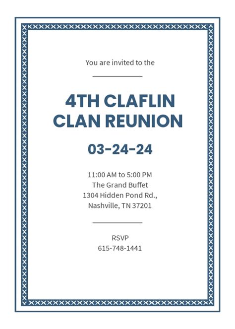 Free Reunion Invitation Template In Microsoft Word Doc