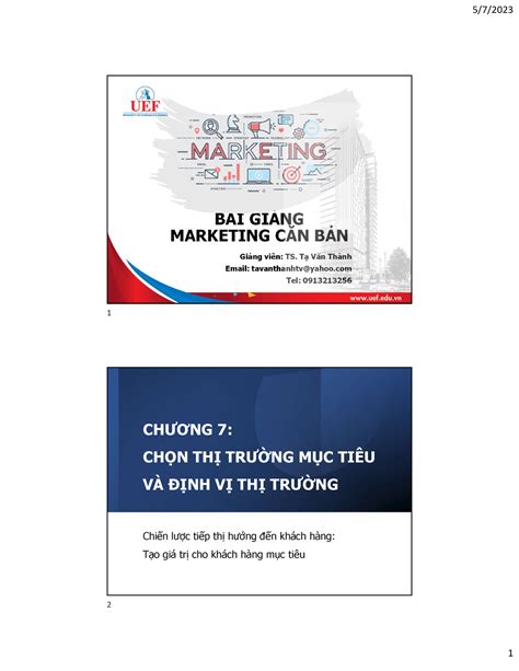 Mkt Căn Bản Uef Chương 7 Stp BÀi GiẢng Marketing CĂn BẢn Giảng Viên