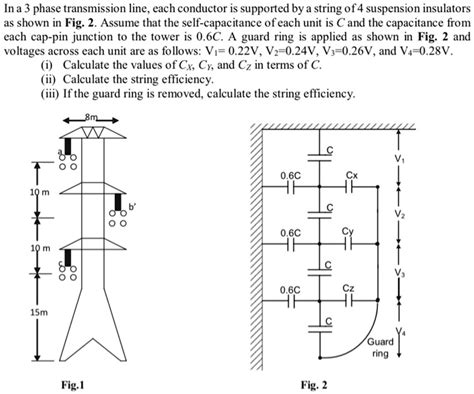 Solved In A 3 Phase Transmission Lineeach Conductor Is Supported By A String Of 4 Suspension