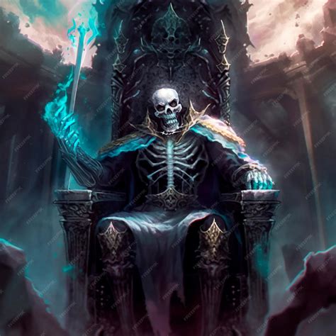 Premium Photo | The skeleton king sits on his throne