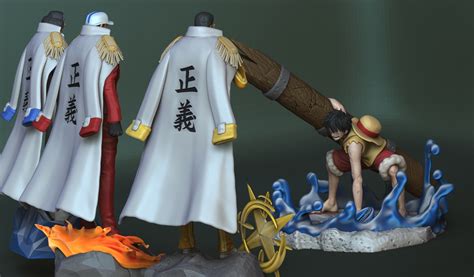 3D file Luffy vs 3 Admirals full set 💬 ・3D print design to download・Cults