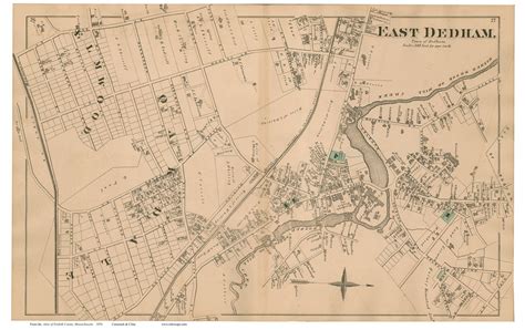 East Dedham Massachusetts 1876 Old Town Map Reprint Norfolk Co Old Maps