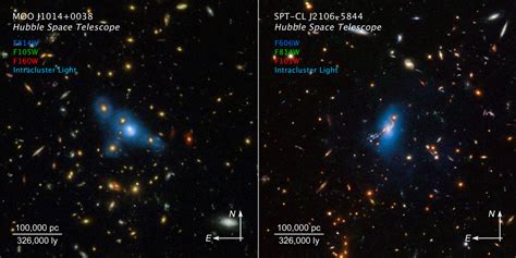 Ghost Light Galaxy Clusters Compass Image HubbleSite