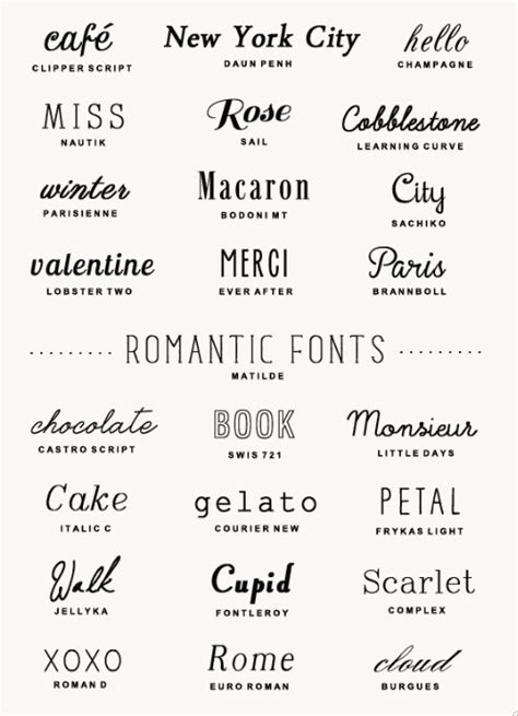 Romantic Fonts | Tara Hurst Design