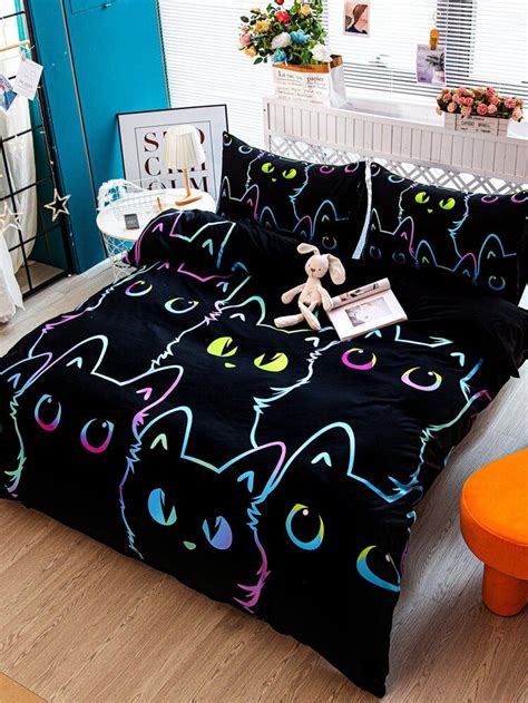 Cat Print Duvet Cover Set Without Filler Duvet Cover Sets Cute Room