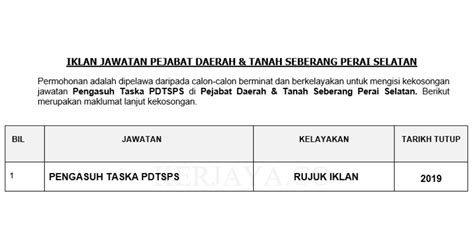 Permohonan Jawatan Kosong Pejabat Daerah Tanah Seberang Perai Selatan