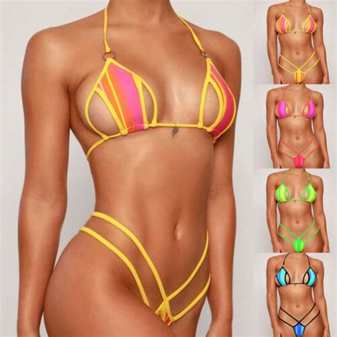 Frauen Mini Push Up Micro Bh Bikini Set Dreieck Badeanzug Badeanzug Bea