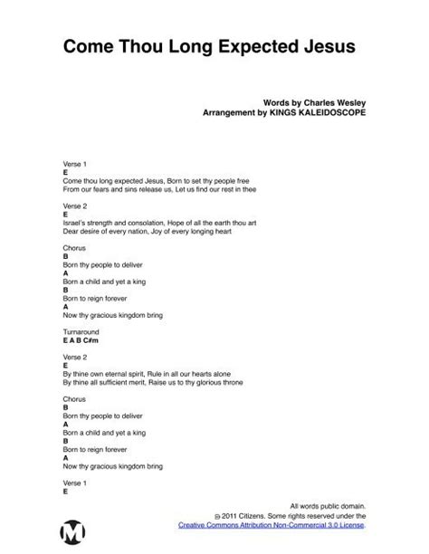 Come Thou Long Expected Jesus Chord Chart Mars Hill Church