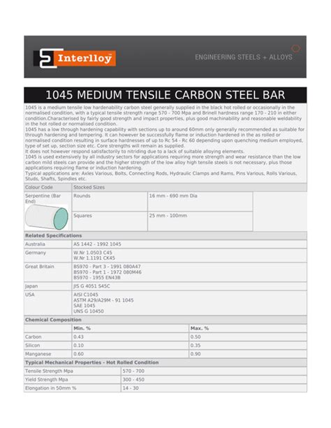 Medium Tensile Carbon Steel Bar