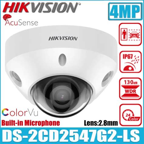 HIKVISION DS 2CD2547G2 LS 4MP ColorVu POE AcuSense Built In Mic Dome IP