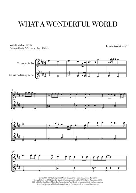 What A Wonderful World Arr Cadenza Editions By Louis Armstrong Sheet