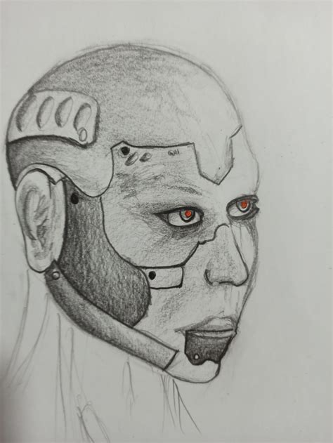 Tried drawing human face on cyberpunk/robot concept : r/drawing