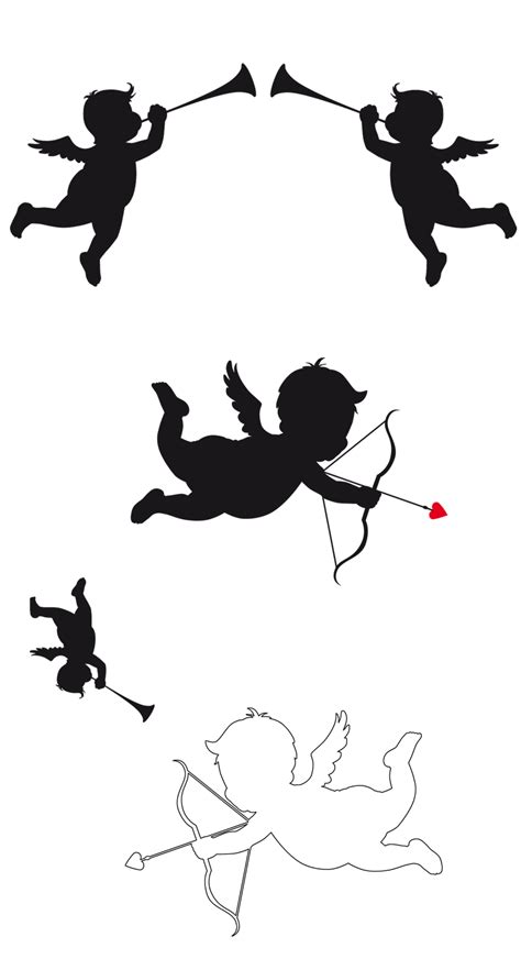 Cupid And Psyche Silhouette Cupid Vector Png Download 859 1600