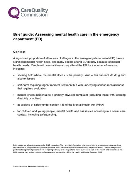 guide assessing mental health   emergency department