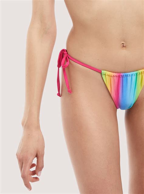 Slip Bikini Con Laccetti In Tessuto Riciclato