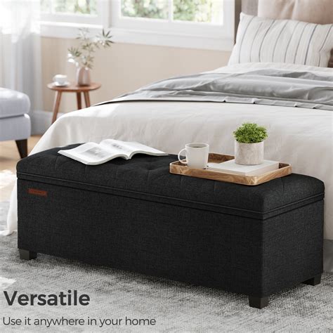 Songmics 43 3 Black Storage Ottoman Bench 660lbs Cap For Bedroom