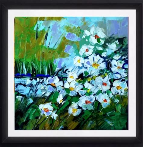 Flower Original Oil Painting Daisy Art Floral Impasto Textured D