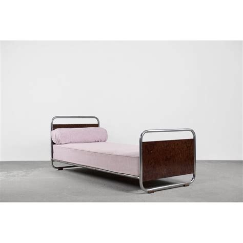 Vintage Art Deco Bauhaus Bett Aus Wurzelholz Und Stahlrohr