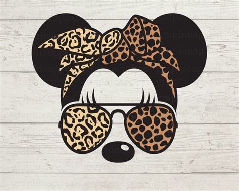 Safari Mouse Svg Cheetah And Leopard Print Bandana Aviator Etsy In