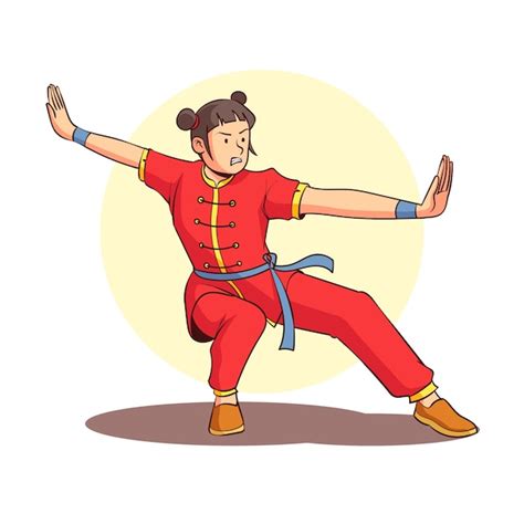 Premium Vector Hand Drawn Wushu Martial Art