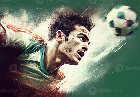 Abstract Sports Poster Soccer Player Hitting The Ball Image 22594039