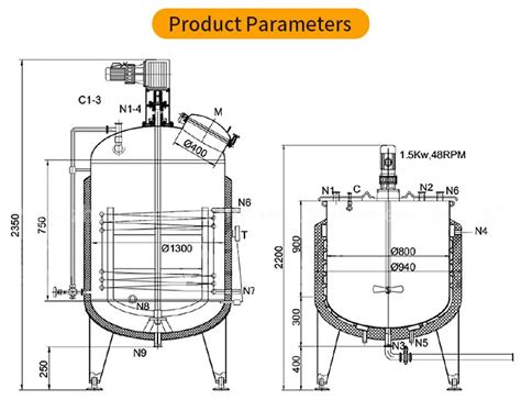 100l 500l Stainless Steel Liquid Mixing Tank With Agitator Electric