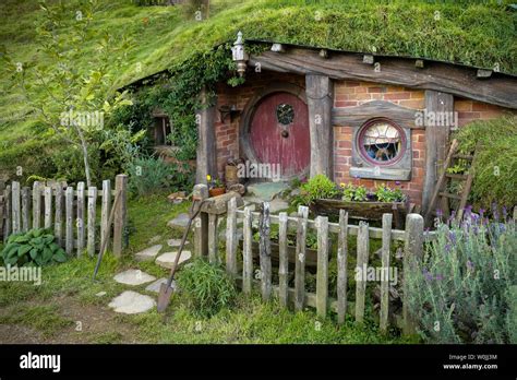 Hobbit Cave with Red Door, Hobbiton in the Shire, location for Lord of the Rings and The Hobbit ...