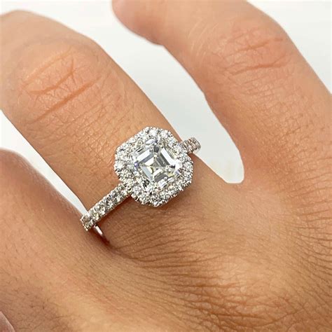 2 Carat Asscher Cut Diamond Engagement Ring Diamond Halo Etsy