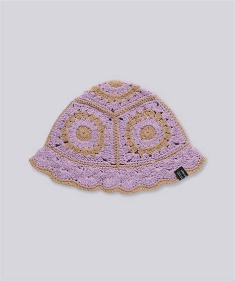 MUSINSA ROLAROLA KNIT FLOWER BUCKET HAT LAVENDER