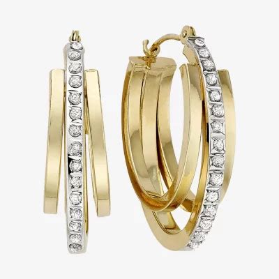 Diamond Fascination 14K Yellow Gold Triple Oval Hoop Earrings Color