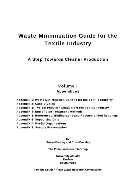 Pdf Waste Minimisation Guide For The Textile Pdf Filewaste