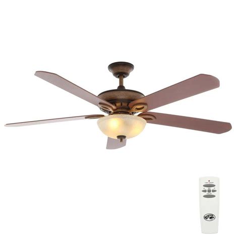 Hampton Bay Asbury 60 in. Indoor Gilded Espresso Ceiling Fan with Light ...