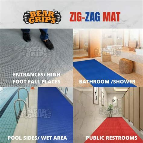 Bear Grips Zig Zag Anti Skid Pvc Mat For Floor Mm Thickness Color