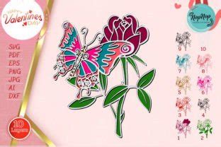 D Rose And Butterfly V Graphic By Nopnop Mandala Design Creative