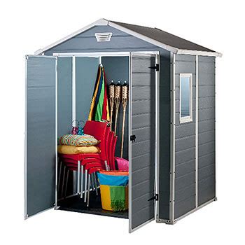 Keter Manor Outdoor Apex Garden Storage Shed X Feet Grey