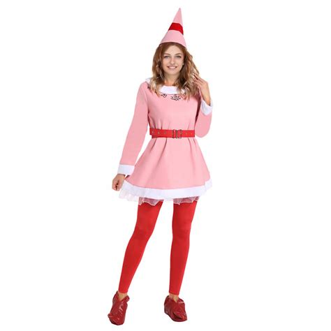 Christmas Jovie Elf Costume Santa Suit Outfit Full Set for Women