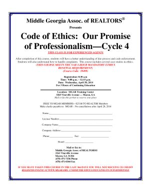 Fillable Online Mgar Code Of Ethics Our Promise Of Professionalism